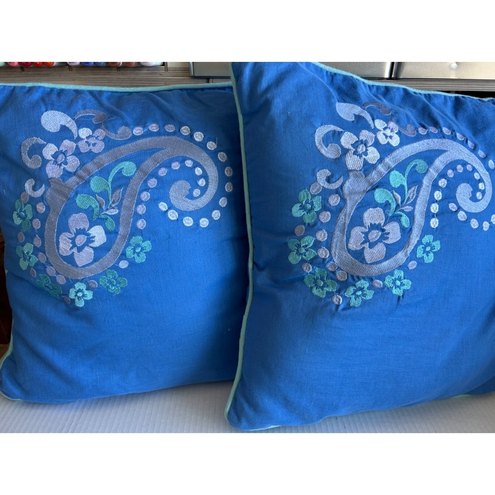 pillows decorative blue embroidered removable covers set of 2 Steve Madden